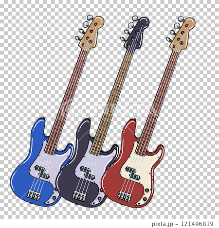 3本のベースのイラスト 121496819