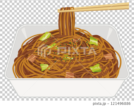 杯麵_醬炒麵_提起麵條 121496886
