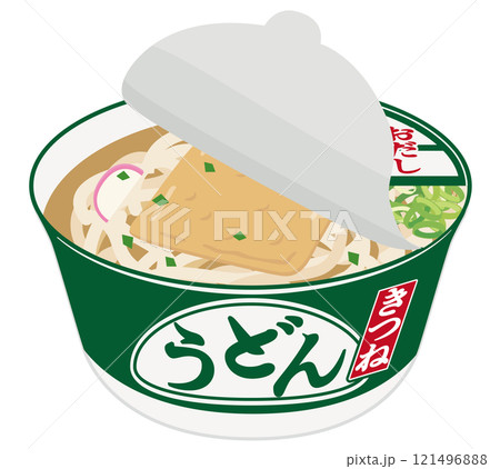 カップ麺_きつねうどん_フタをめくる 121496888