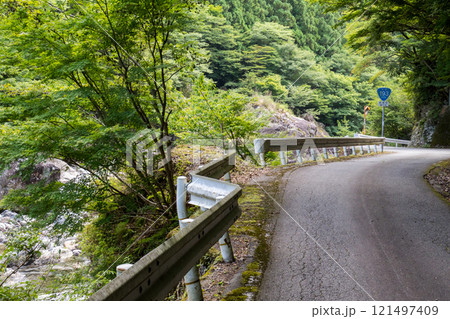 【国道193号】渓谷沿いを走行する国道 121497409