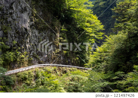 【国道193号】渓谷沿いを走行する国道 【国道193号】渓谷沿いを走行する国道 121497426