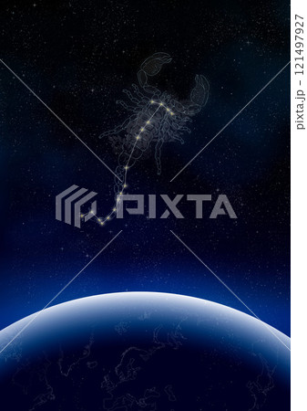 宙を駆けるさそり座(星座イラスト) 宙を駆けるさそり座(星座イラスト) 121497927
