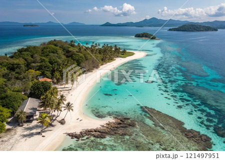 Island Paradise with Crystal Clear Waters 121497951
