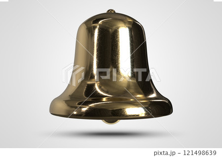 Shiny gold bell on a plain background. 3d illustration Shiny gold bell on a plain background. 3d illustration 121498639