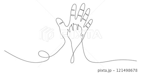 Man hand and dog hand line vector, Hand and dog paw holding each other 121498678