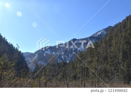 landscape of five flowers lake at Jiuzhaigou natural national park travel location in China  121498682