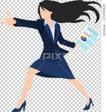 拿著文件跑步的女商人的插圖 121498820