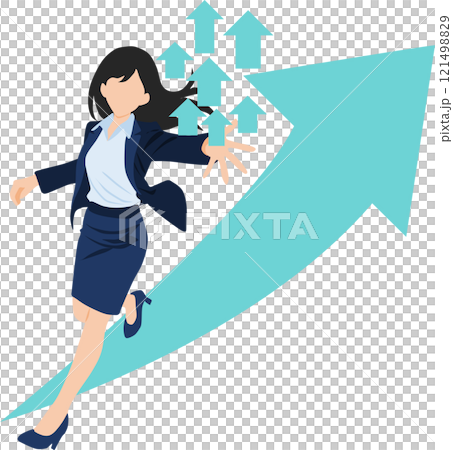 Illustration of a businesswoman heading straight for the future Illustration of a businesswoman heading straight for the future 121498829