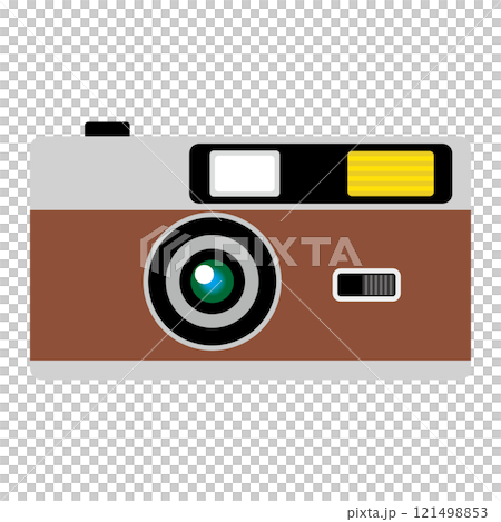 復古 35 毫米膠卷相機白色背景的平面圖 復古 35 毫米膠卷相機白色背景的平面圖 121498853