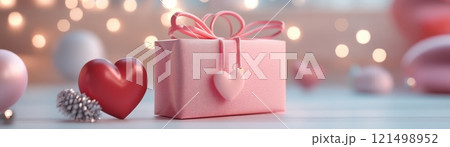 Festive Gift Boxes with Glowing Hearts and Sale Tag for holidays birthdays or any special occasion 121498952