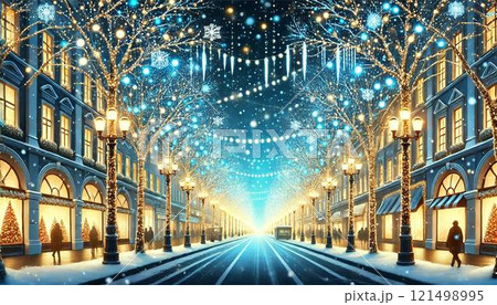 美しいクリスマスイルミネーション 121498995