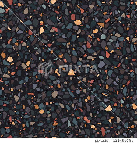 Warm Terrazzo Floor Pattern with Multicolor Stone Chips on Black Warm Terrazzo Floor Pattern with Multicolor Stone Chips on Black 121499589