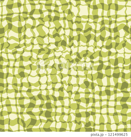 Seamless Wavy Vichy Check Pattern in Soft Spring Green and Light Yellow 121499625