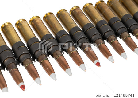 .50 BMG caliber machine gun ammunition belt with cartridges. .50 BMG caliber machine gun ammunition belt with cartridges. 121499741