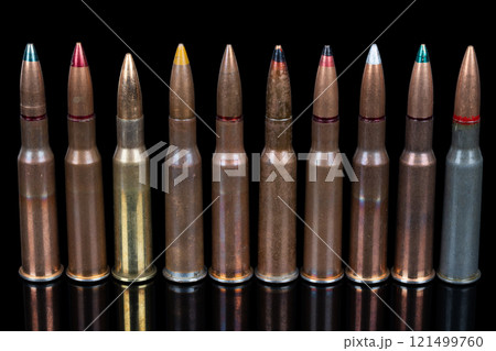 7.62x54R Mosin-Nagant cartridges on black 121499760