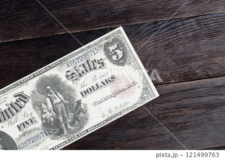 Old west greenback US dollar paper money 121499763