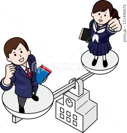 ジェンダー平等　男女の学生 121499878