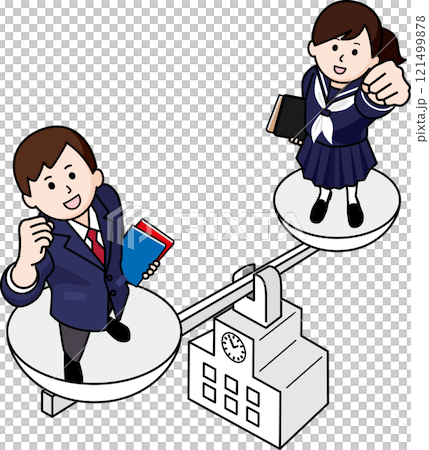 ジェンダー平等　男女の学生 121499878