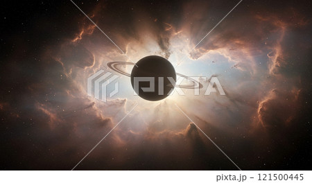 雲の向こうに見える惑星サターン 121500445