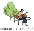 ギターを弾く女性 121500627