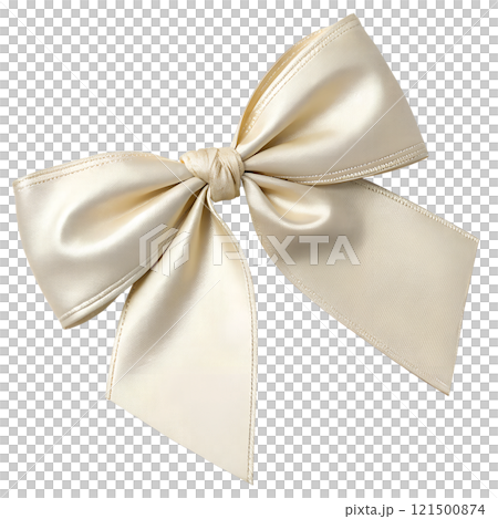 Ivory atlas ribbon bow isolated on the transparent background. Festive decoration element Ivory atlas ribbon bow isolated on the transparent background. Festive decoration element 121500874