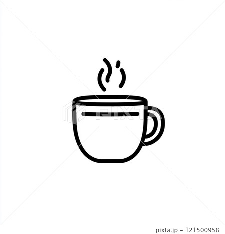 Simple outline icon of a hot drink on a white background.  121500958