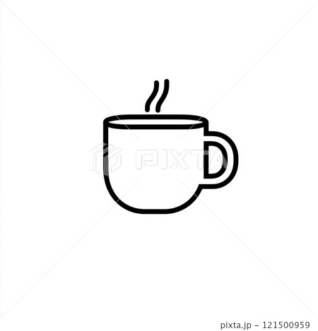 Simple outline icon of a hot drink on a white background.  121500959