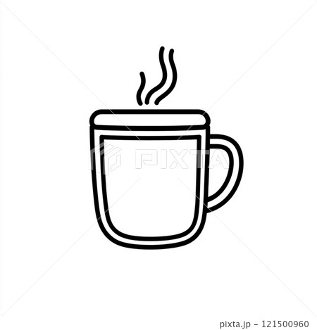 Simple outline icon of a hot drink on a white background.  121500960