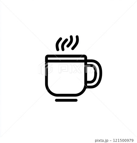 Simple outline icon of a hot drink on a white background.  121500979