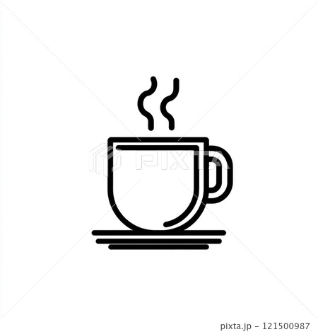 Simple outline icon of a hot drink on a white background.  121500987