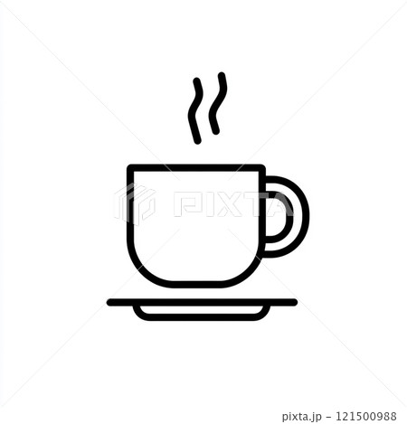 Simple outline icon of a hot drink on a white background.  121500988