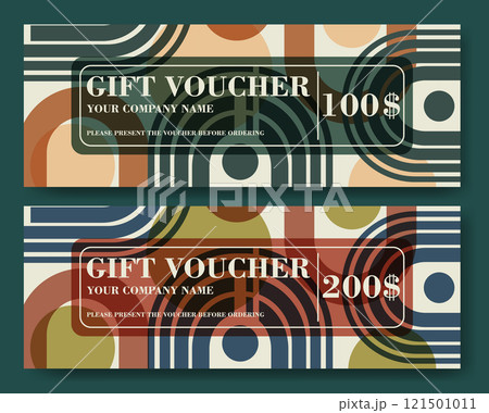 Gift vouchers template. Colorful geometric design gift certificate template 121501011