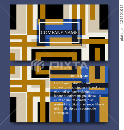 Trendy minimal abstract business card template. Modern corporate stationery id with geometric pattern Trendy minimal abstract business card template. Modern corporate stationery id with geometric pattern 121501012
