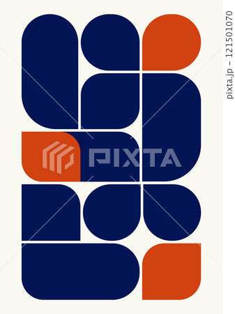 Bauhaus simple aesthetic vector design card. Modernism template made with geometric shapes Bauhaus simple aesthetic vector design card. Modernism template made with geometric shapes 121501070
