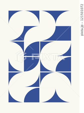 Bauhaus aesthetic vector poster design. Modernism template layout made with geometric shapes 121501072