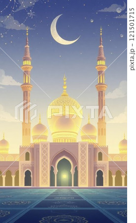 illustration of amazing architecture design of muslim mosque  illustration of amazing architecture design of muslim mosque  121501715