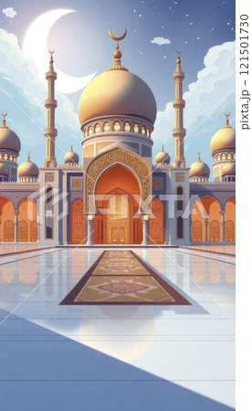 illustration of amazing architecture design of muslim mosque  121501730
