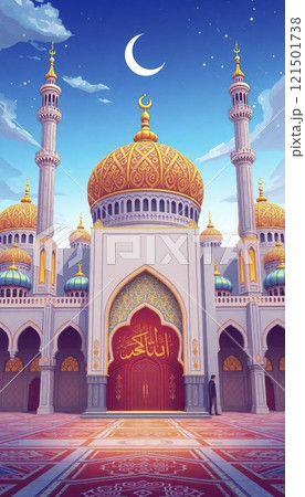 illustration of amazing architecture design of muslim mosque  illustration of amazing architecture design of muslim mosque  121501738
