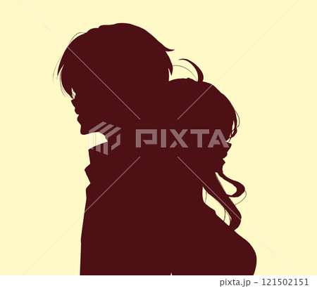 背中合わせの男女　影絵 121502151
