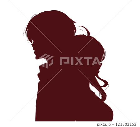 背中合わせの男女　影絵 121502152