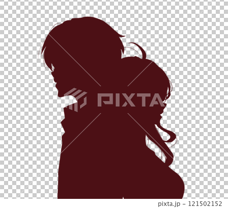 背中合わせの男女　影絵 121502152