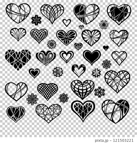 A set of hearts for decorating Valentine's day, white day in the tattoo style. A set of hearts for decorating Valentine's day, white day in the tattoo style. 121503221