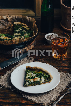 Fresh Baked Homemade Spinach and Cheese Galette Fresh Baked Homemade Spinach and Cheese Galette 121503675