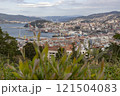Vigo. View of the city of Vigo from Spain. View of the Atlantic coast. Atlantic Ocean. Background photo. Digital image. Panoramic view with drone. Aerial view of the port of the Spanish city of Vigo. 121504083