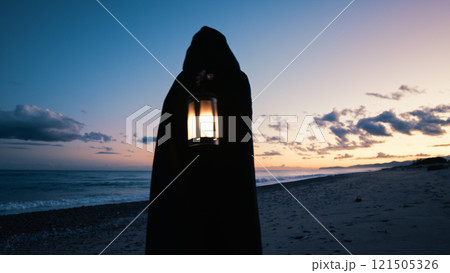 Sea Breeze Guides a Lantern Bearer Searching Sea Breeze Guides a Lantern Bearer Searching 121505326