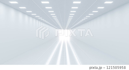 Bright White Corridor with Light at the End 3d render wallpaper background Bright White Corridor with Light at the End 3d render wallpaper background 121505958