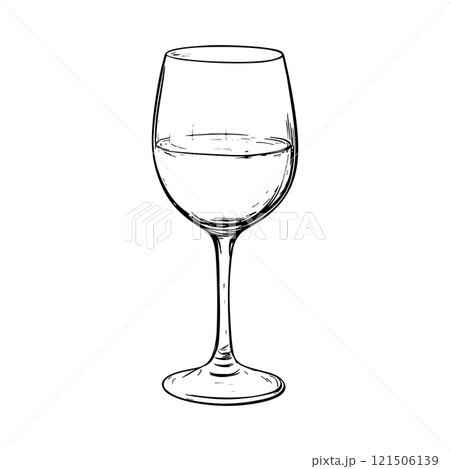 Vector Hand drawn wine glass illustration.  121506139