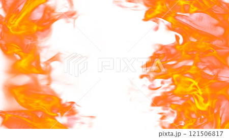 3d illustration. Tongues of flame from two sides on a white background.  121506817