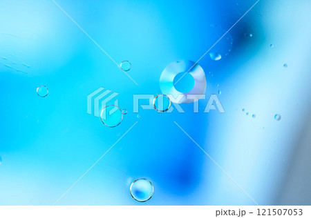 Abstract Blue Water Bubbles with Light Reflections 121507053