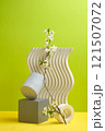 Minimalistic spring Still Life with Geometric podium Shapes and 121507072
